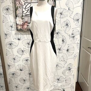 White House black market 8 Elegant White and Black Sleeveless Dress